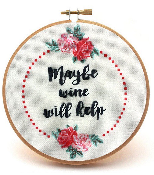 Maybe Wine Will Help Snarky Cross Stitch Pattern