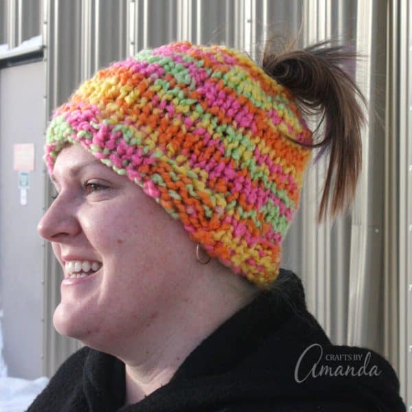 How to Knit a Messy Bun Hat