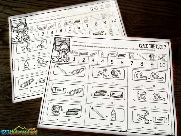 Back to School Crack the Code Worksheets